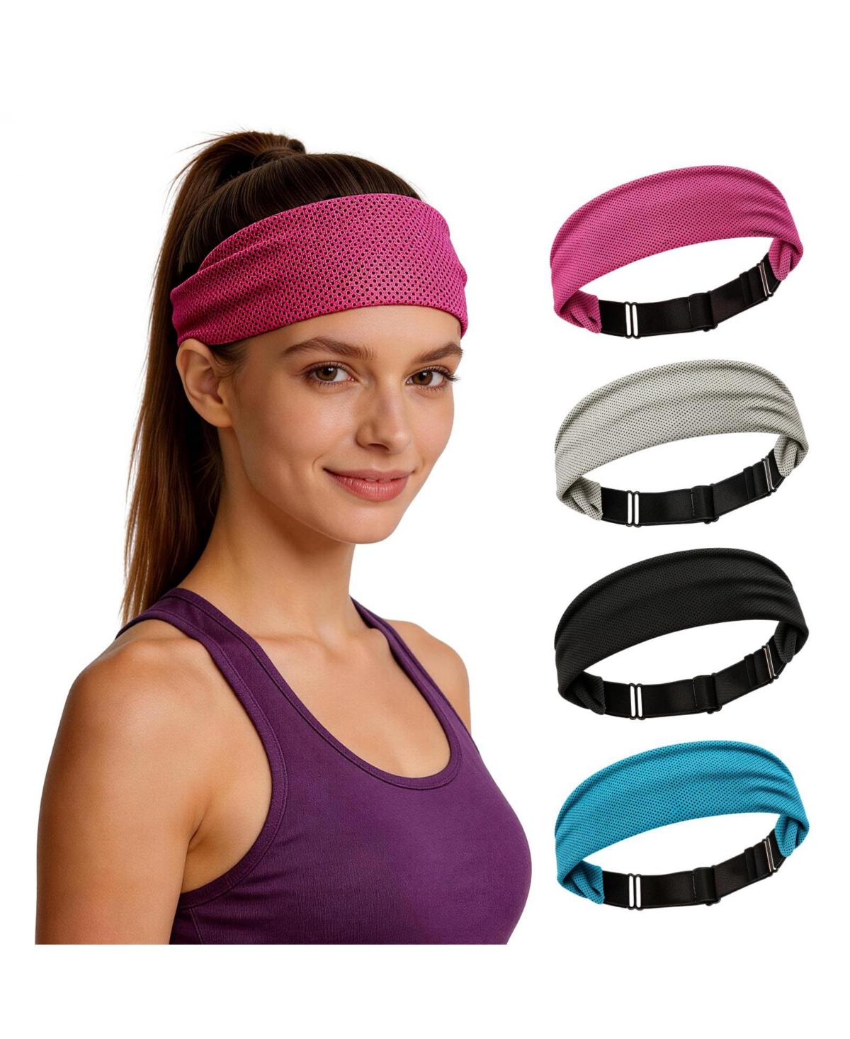 Peneyon Adjustable Non Slip Moisture Wicking Cooling Sports Headband For Workout Yoga Gym Running