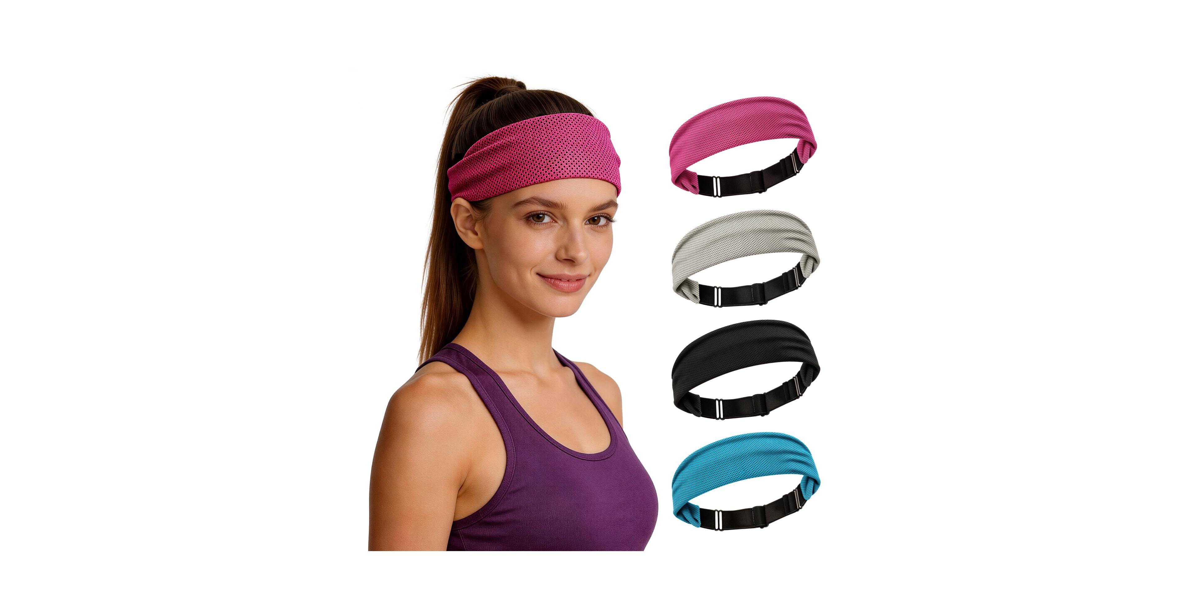 Peneyon Adjustable Non Slip Moisture Wicking Cooling Sports Headband For Workout Yoga Gym Running