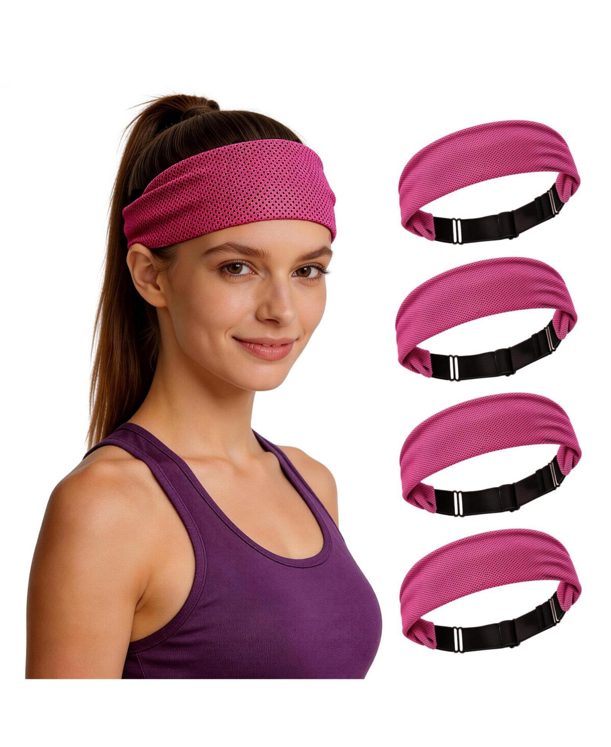 Peneyon Adjustable Non Slip Moisture Wicking Cooling Sports Headband For Workout Yoga Gym Running - Light blue