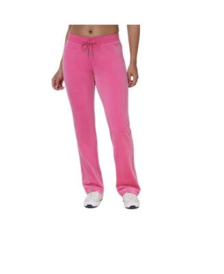Women's Mid-Rise Rhinestone-Embellished Velvet Track Pants