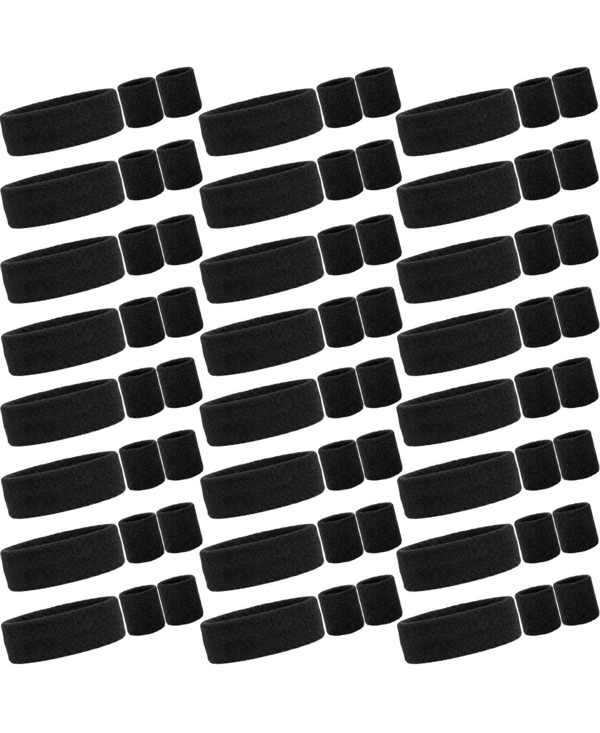 Furlihong 72 Pack Cotton Workout Headband and Wristband Set for Sports Parties