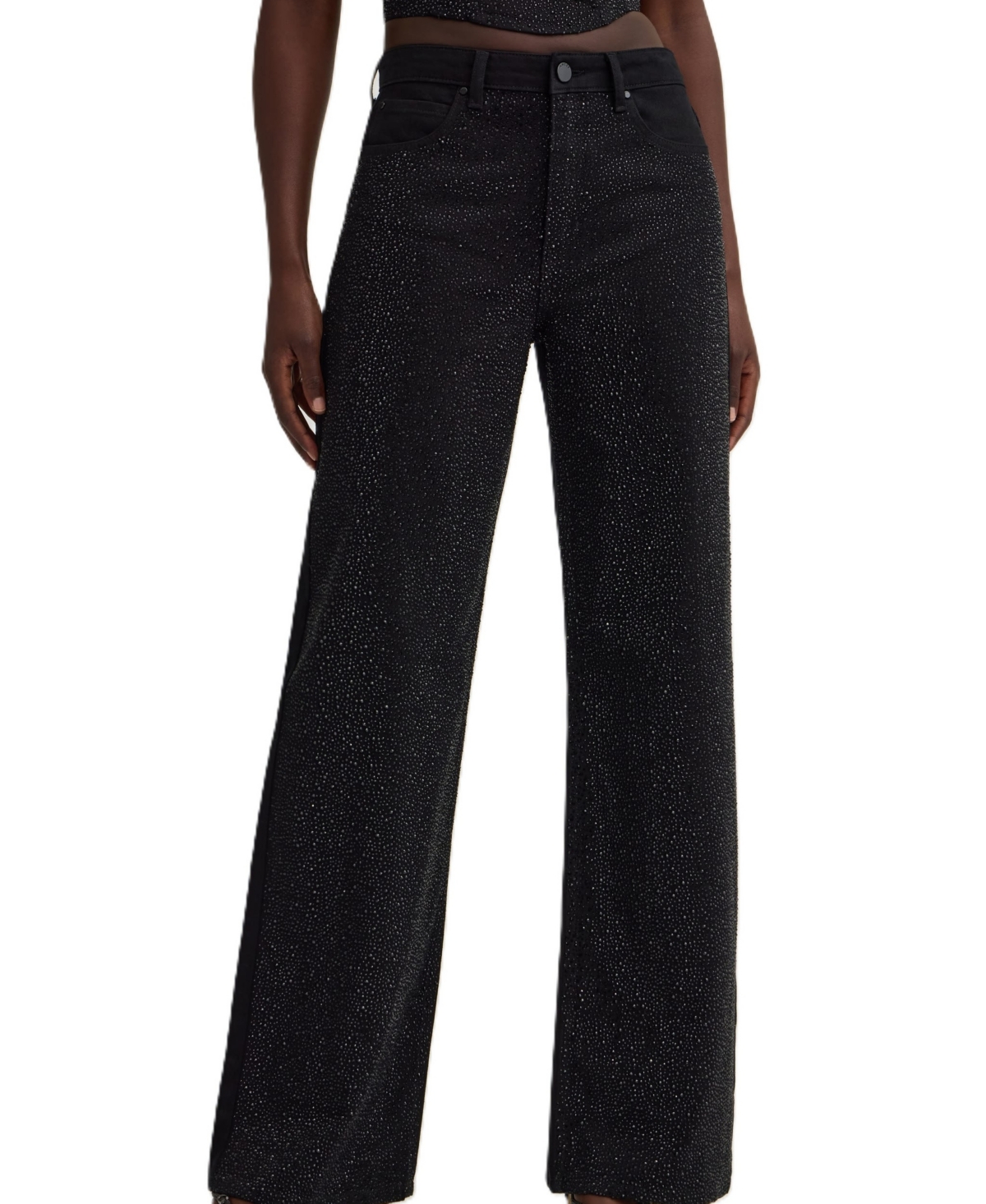Guess Women's Wide Leg High-Rise Rhinestone Jeans