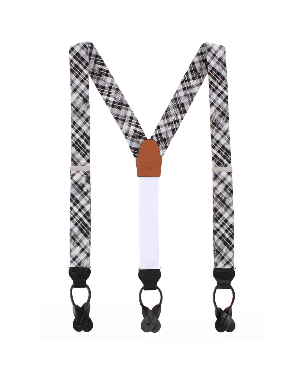 Trafalgar Men's Zeno Black and White Patterned Wool Blend Button End Suspenders - Black