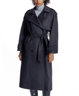 Women's Woolblend Houndstooth Trench Coat