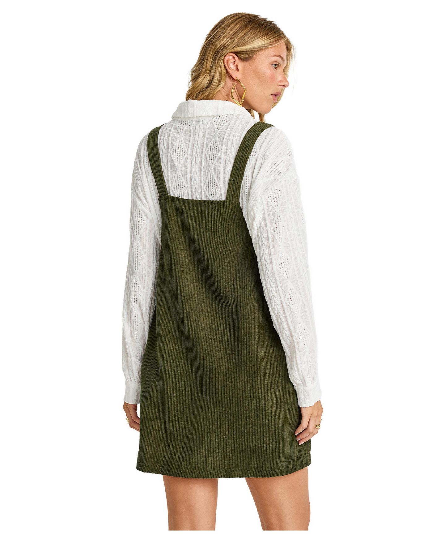 Женское платье Cupshe Corduroy Square-Neck Mini Pinafore, цвет: Тёмный зелёный — фото 2