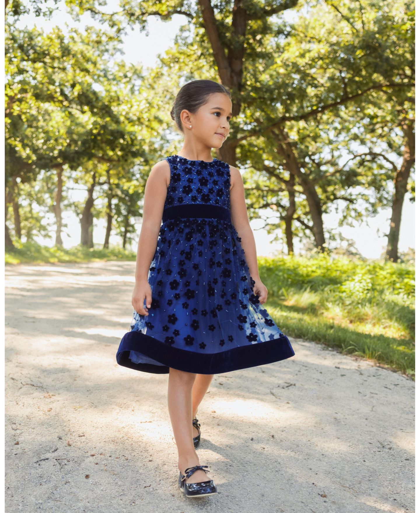 Платье Mac Duggal Embellished Floral A-Line Dress для девочек, цвет: Кобальтовый — фото 4
