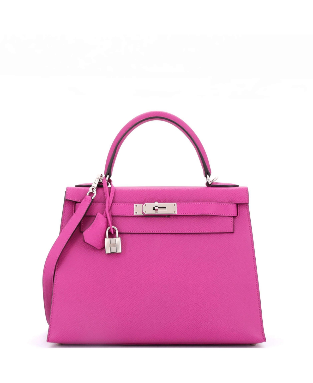 Pre-Owned Hermes Kelly 28 Handbag Pink Epsom with Palladium Hardware
