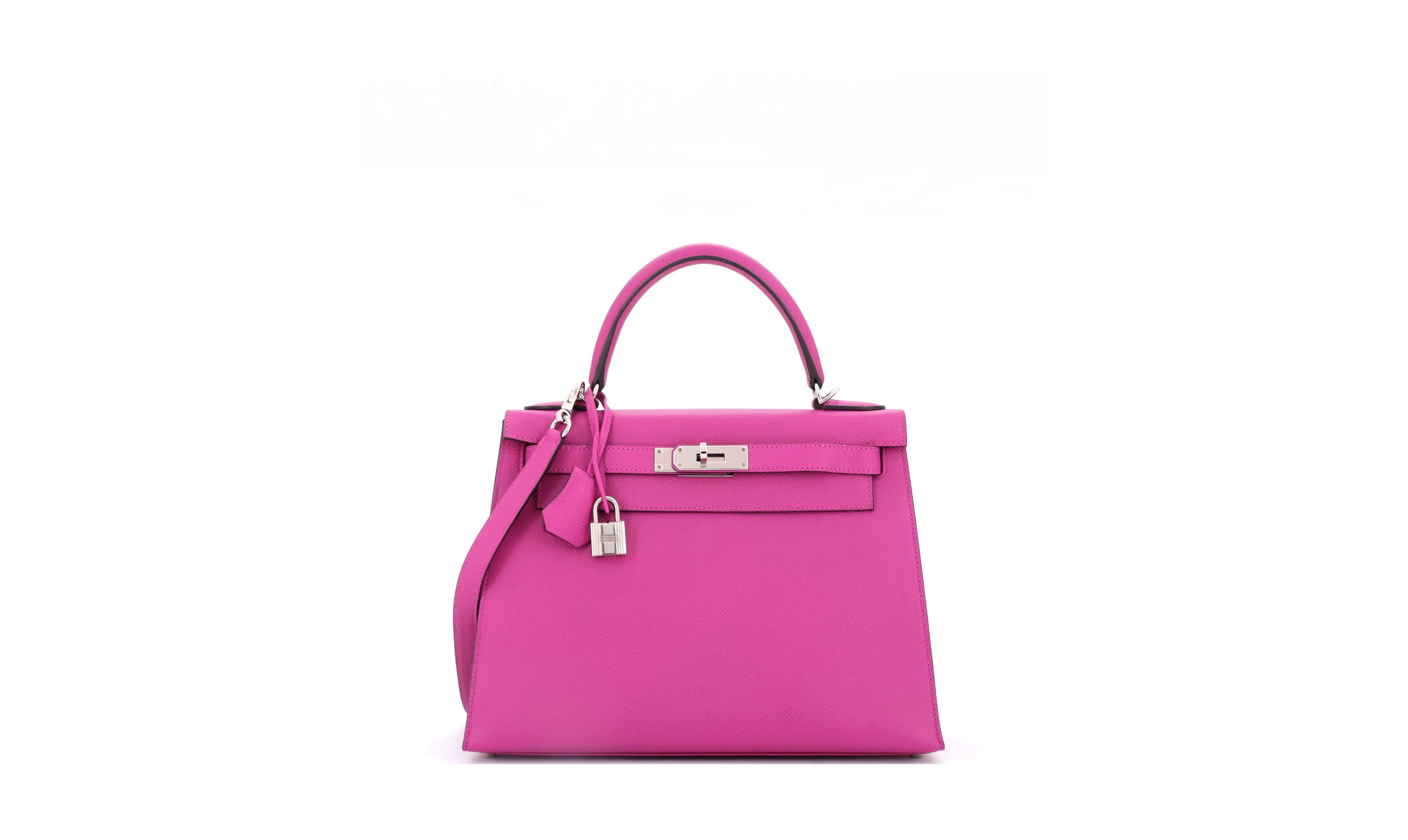 Pre-Owned Hermes Kelly 28 Handbag Pink Epsom with Palladium Hardware