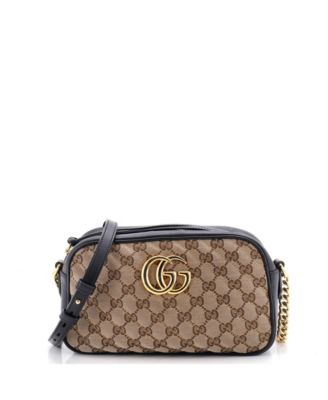 Small GG Marmont Shoulder Bag Diagonal Quilted GG Canvas with Leather
