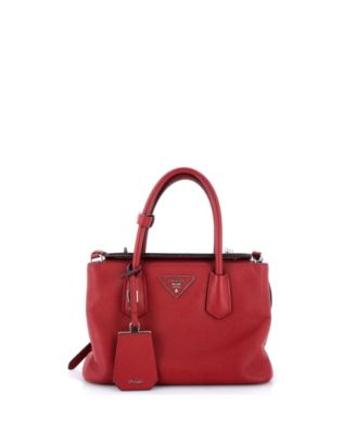 Mini Turnlock Cuir Twin Tote Saffiano Leather