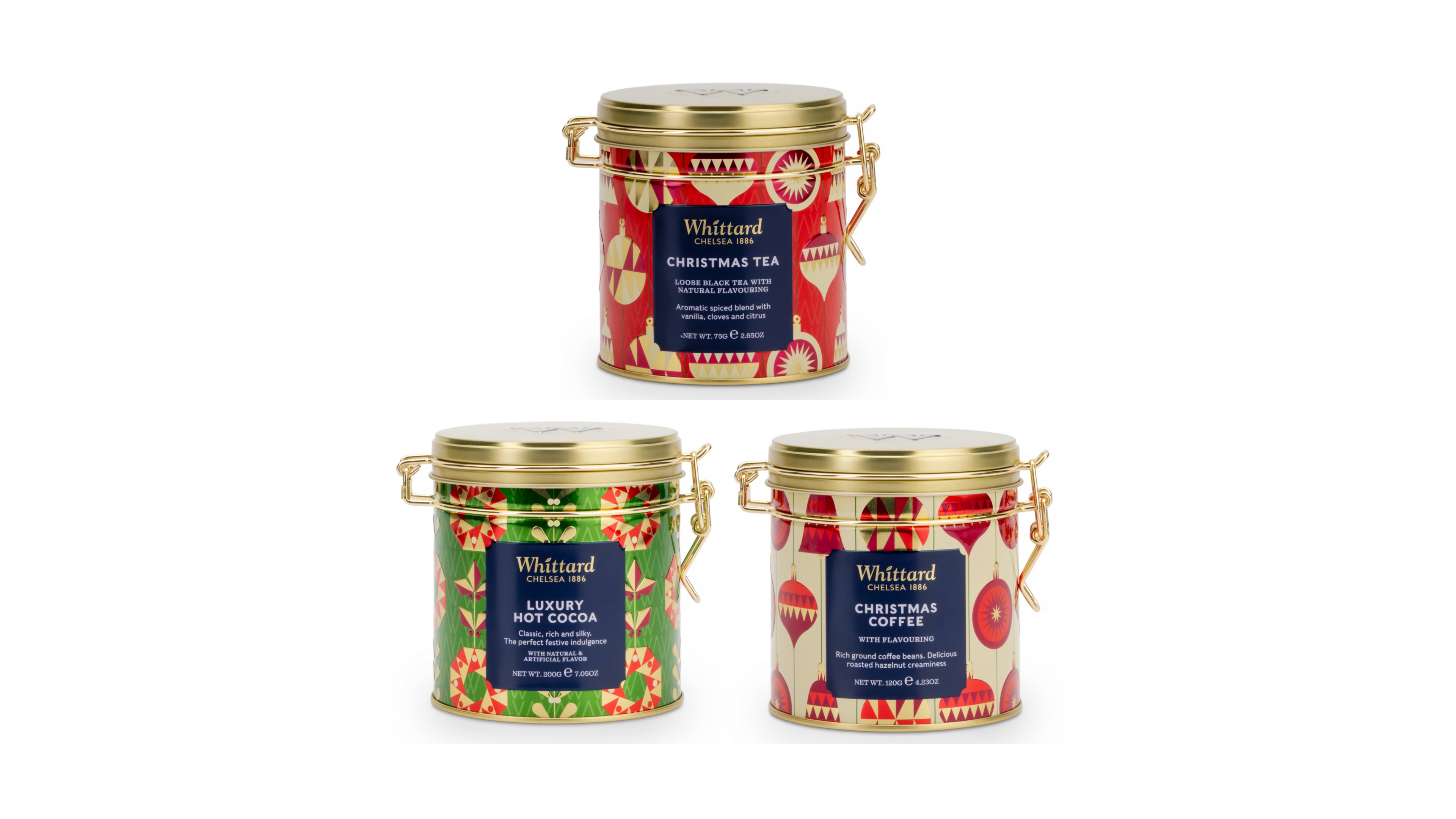 Whittard of Chelsea Christmas Tea, Christmas Coffee and Luxury Hot Cocoa, 3 Piece