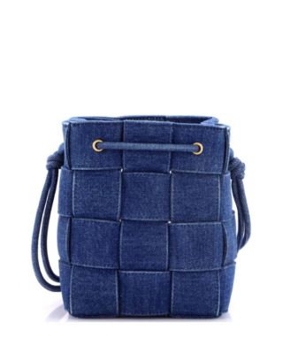 Small Cassette Bucket Bag Maxi Intrecciato Denim