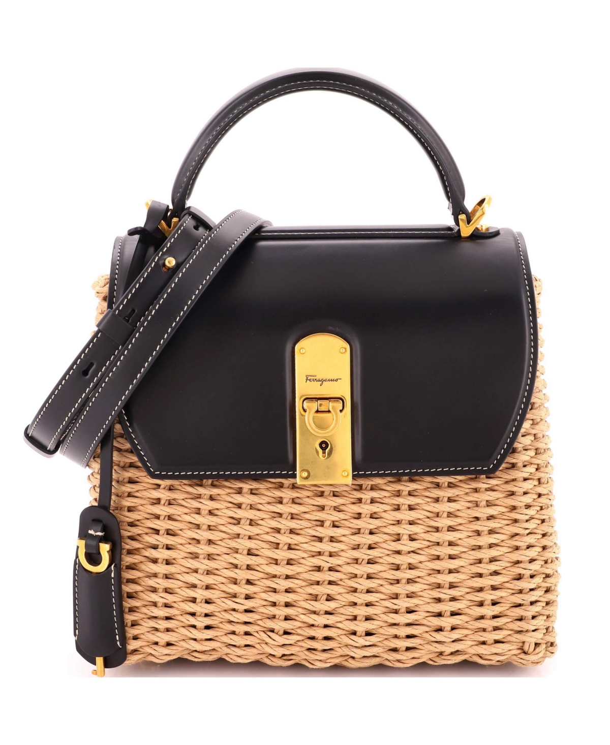 Pre-Owned Salvatore Ferragamo Medium Boxyz Top Handle Bag Wicker