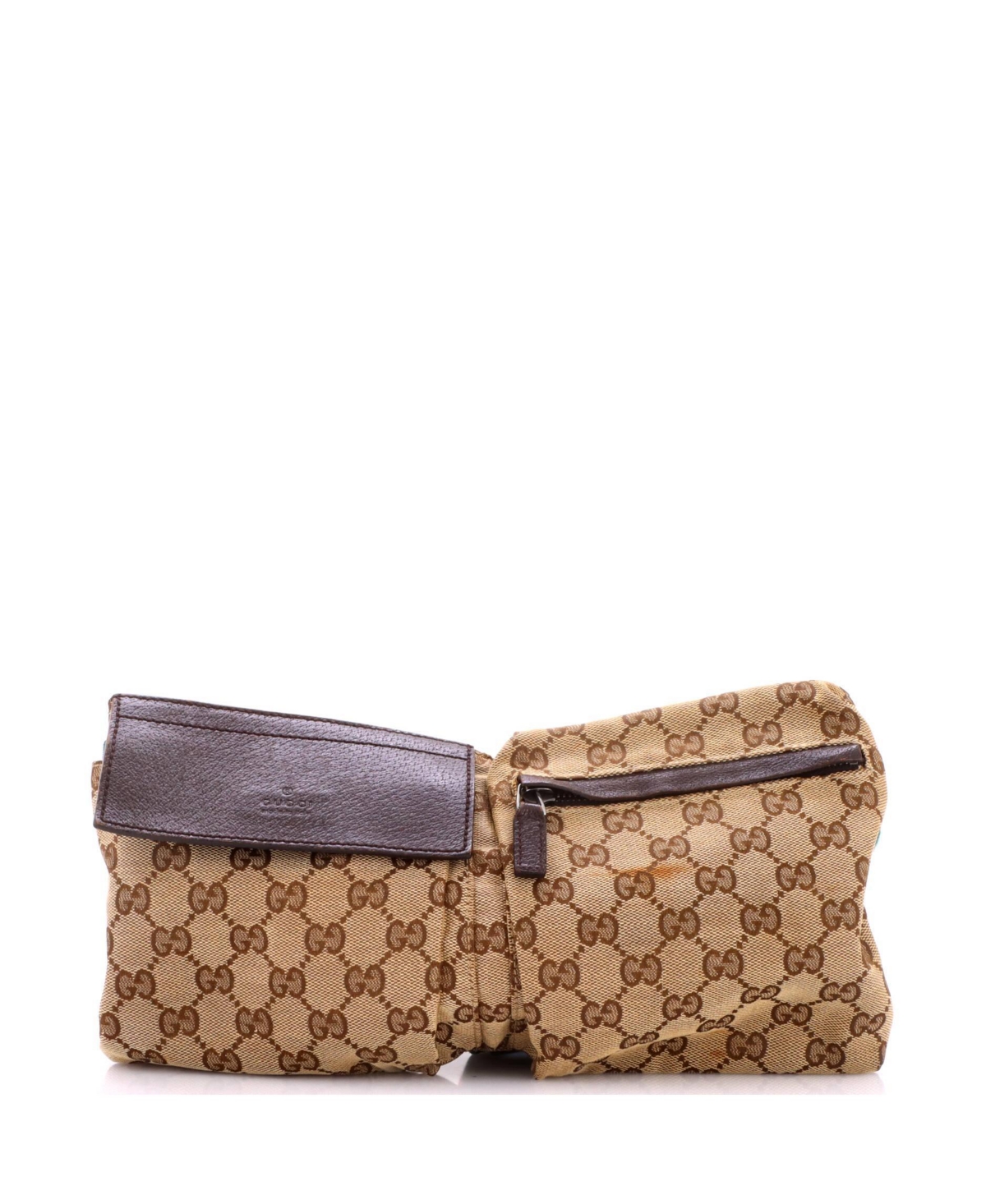 Pre-Owned Gucci Vintage Double Gg Canvas Belt Bag - Brown
