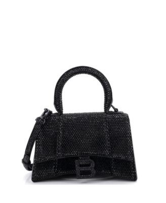 XS Hourglass Top Handle Bag Suede with Crystals
