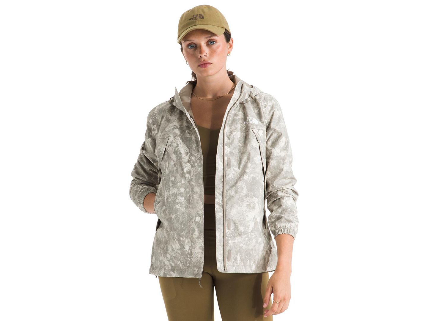 Женская куртка The North Face Antora Hooded, цвет: Каменный меловой с принтом — фото 1