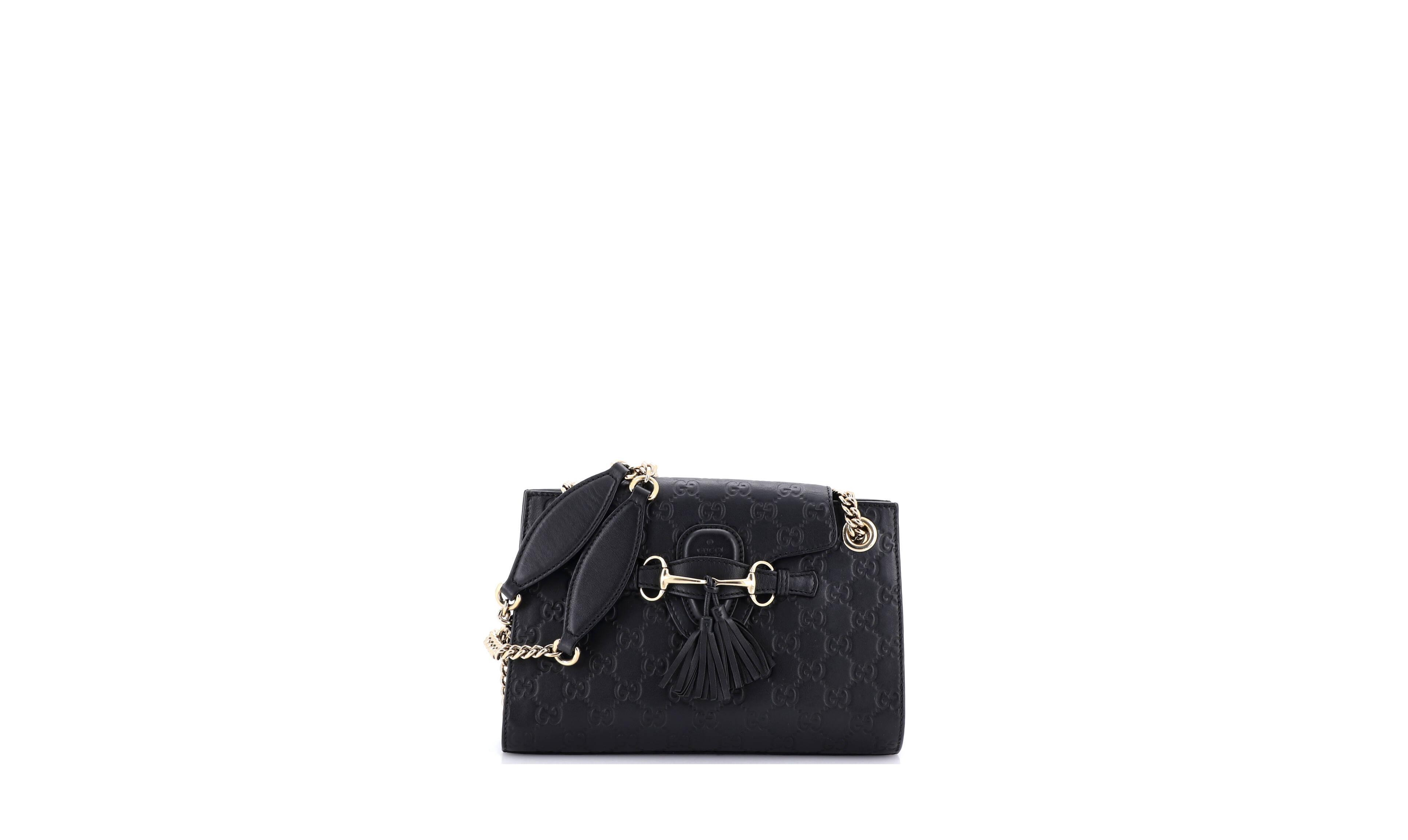 Pre-Owned Gucci Small Emily Chain Flap Shoulder Bag Guccissima Leather
