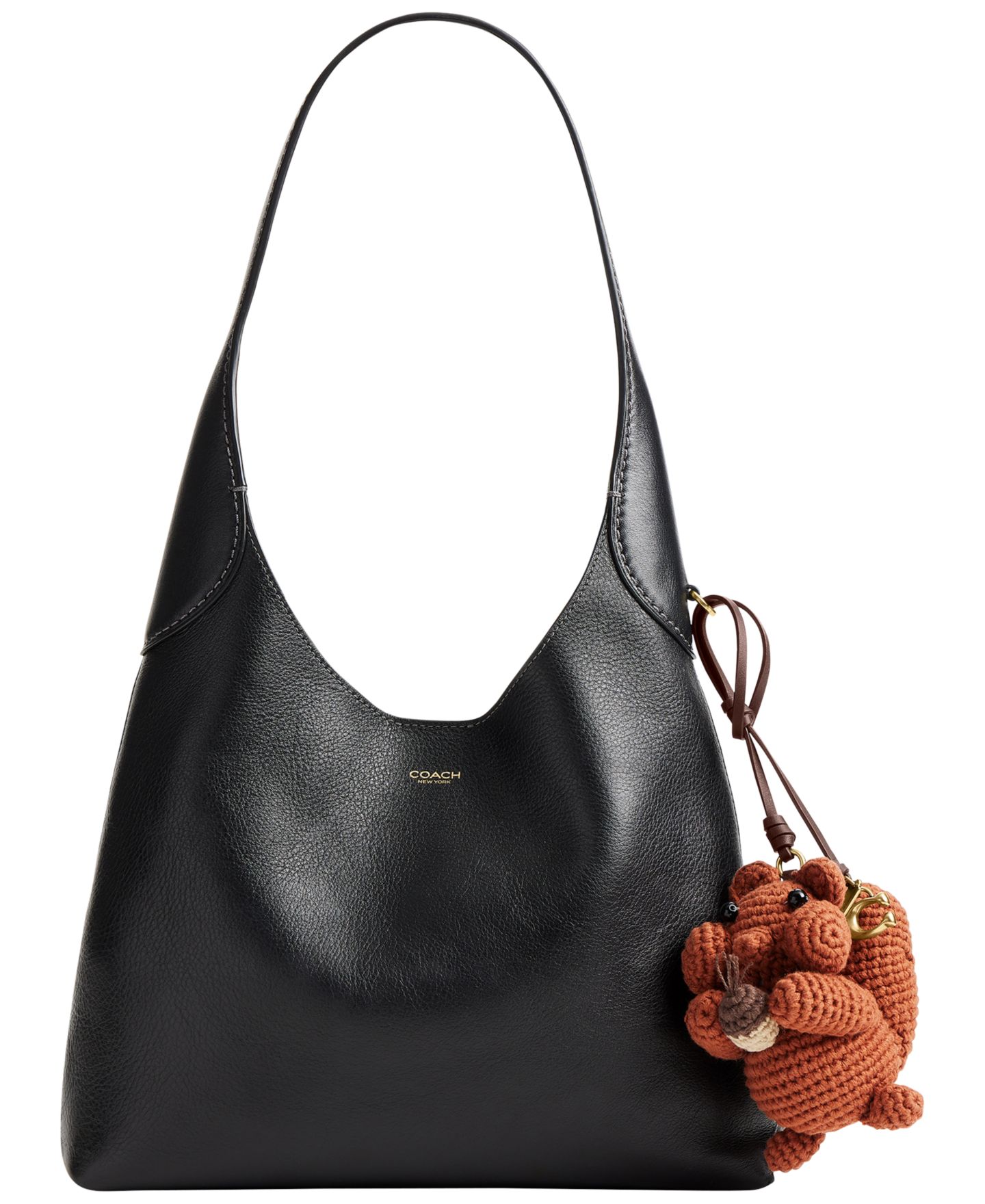 Женский брелок Coach Crochet Squirrel Attached Lanyard Bag Charm, цвет: Латунный / Разноцветный — фото 2