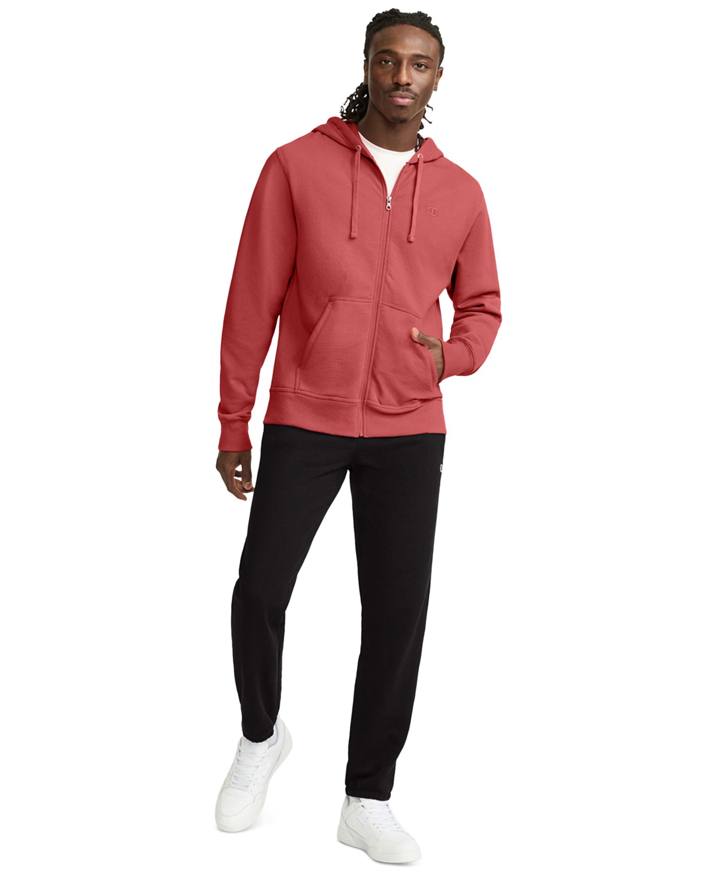 Мужские брюки Champion Powerblend Fleece Elastic-Waistband Cinched-Hem Sweatpants, цвет: Чёрный — фото 2