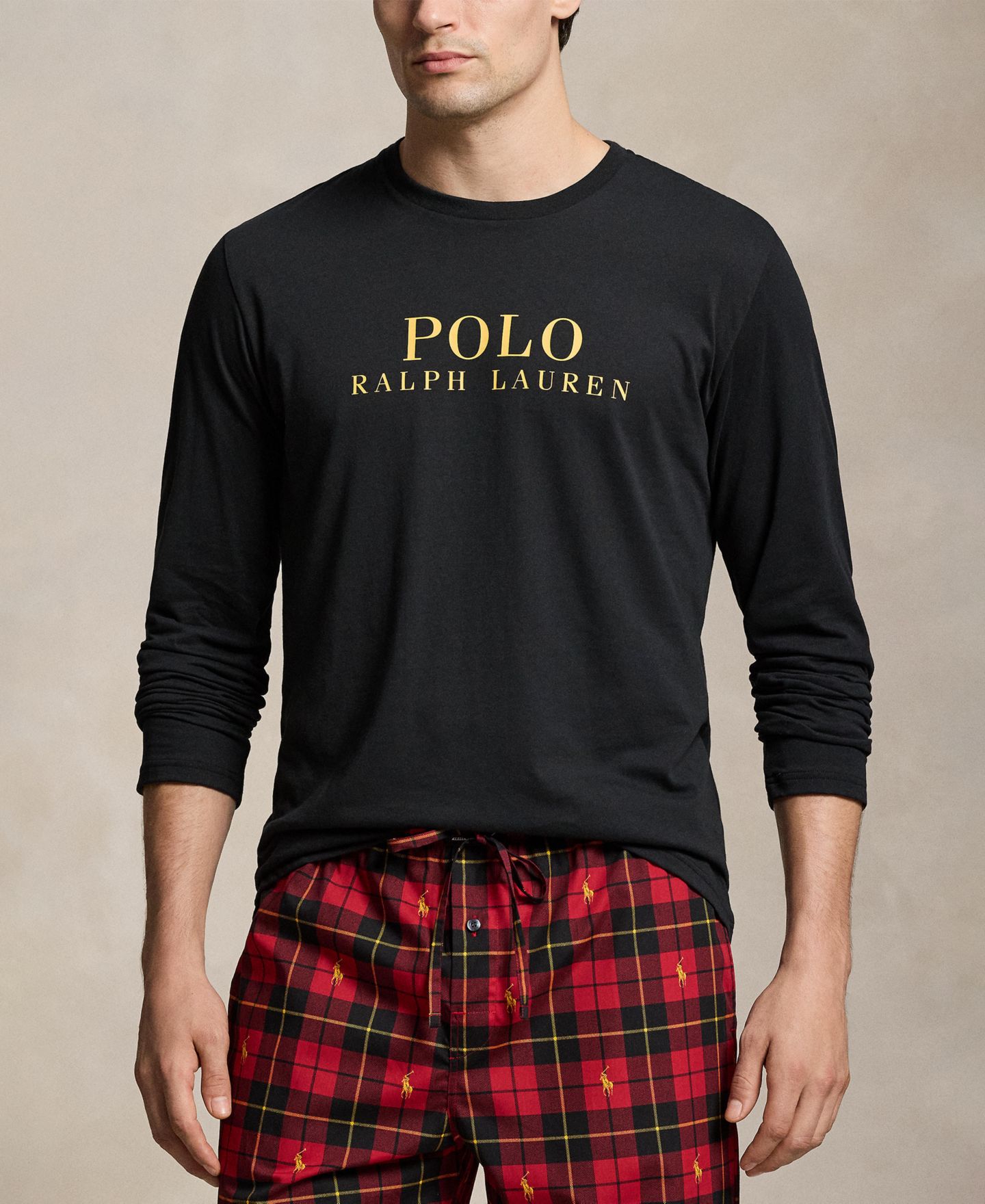 Пижамный комплект для мужчин, 2 предмета — Polo Ralph Lauren, цвет: Чёрный / Золотой — фото 2