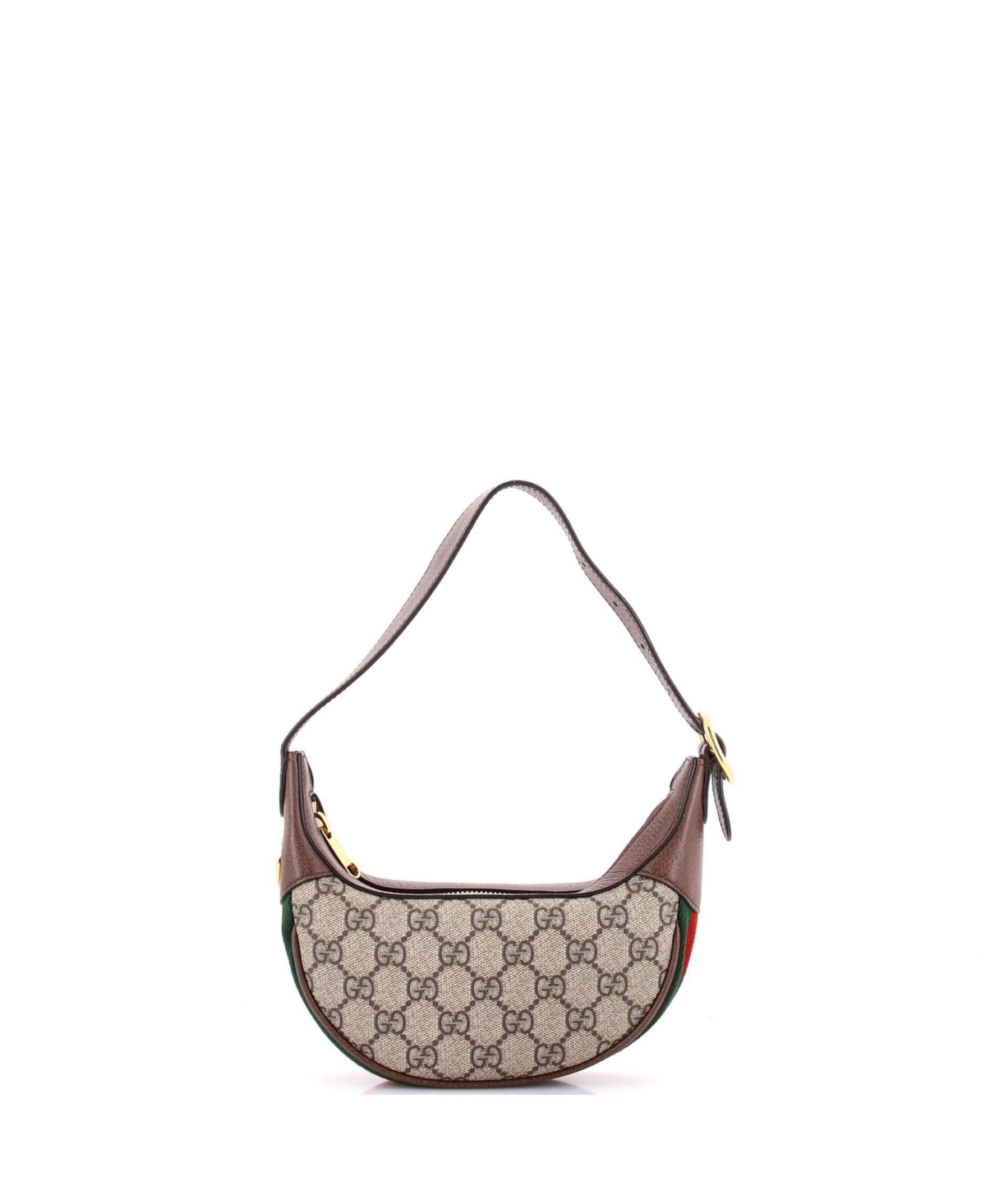 Pre-Owned Gucci Mini Ophidia Half Moon Bag Gg Coated Canvas - Brown
