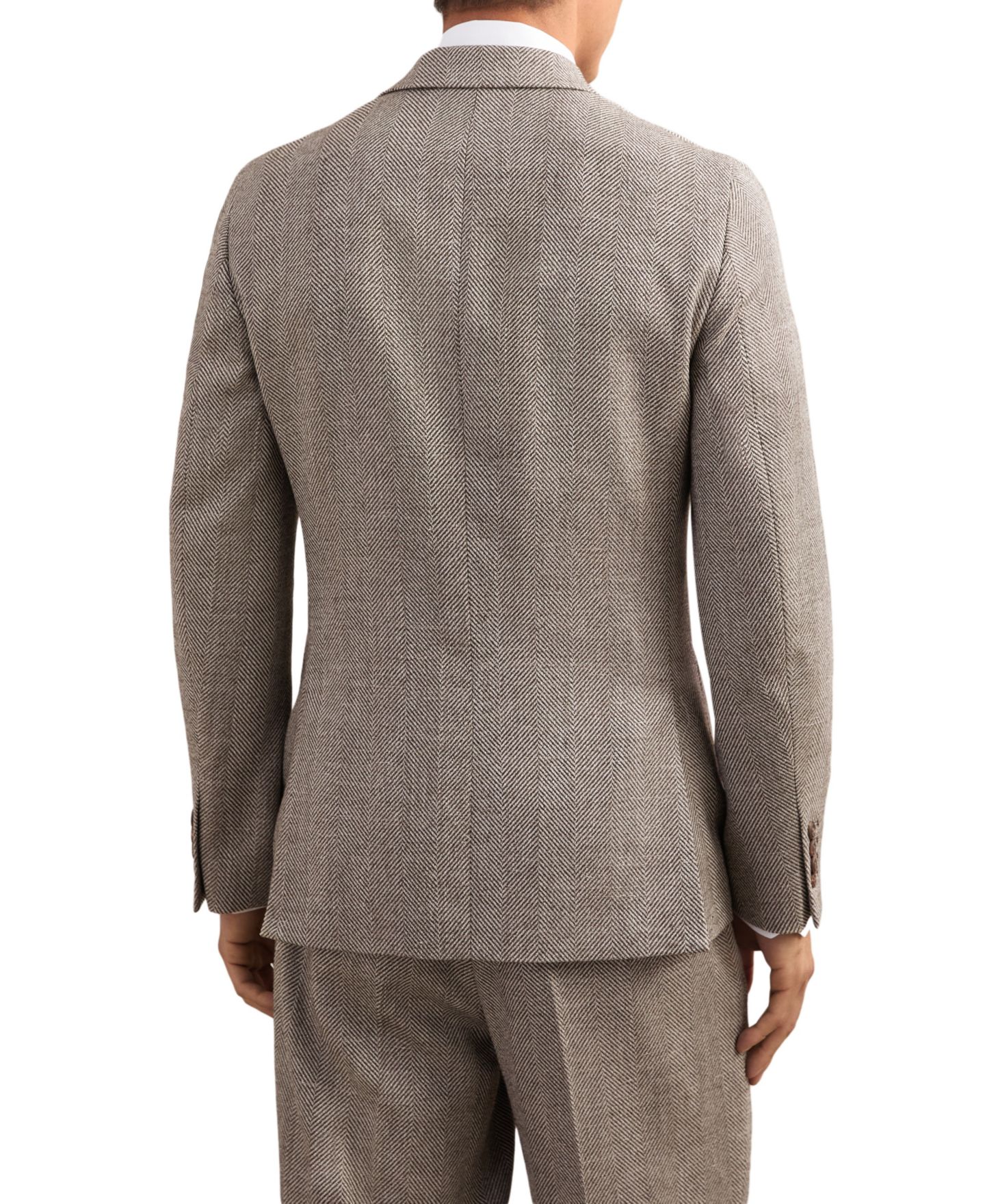 Мужской пиджак REISS Pinto Double-Breasted Herringbone Tailored-Fit Wool-Blend Blazer, цвет: Коричневый — фото 5