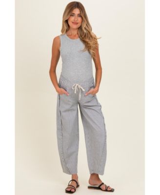 Women's Off White Striped Relaxed Fit Pants