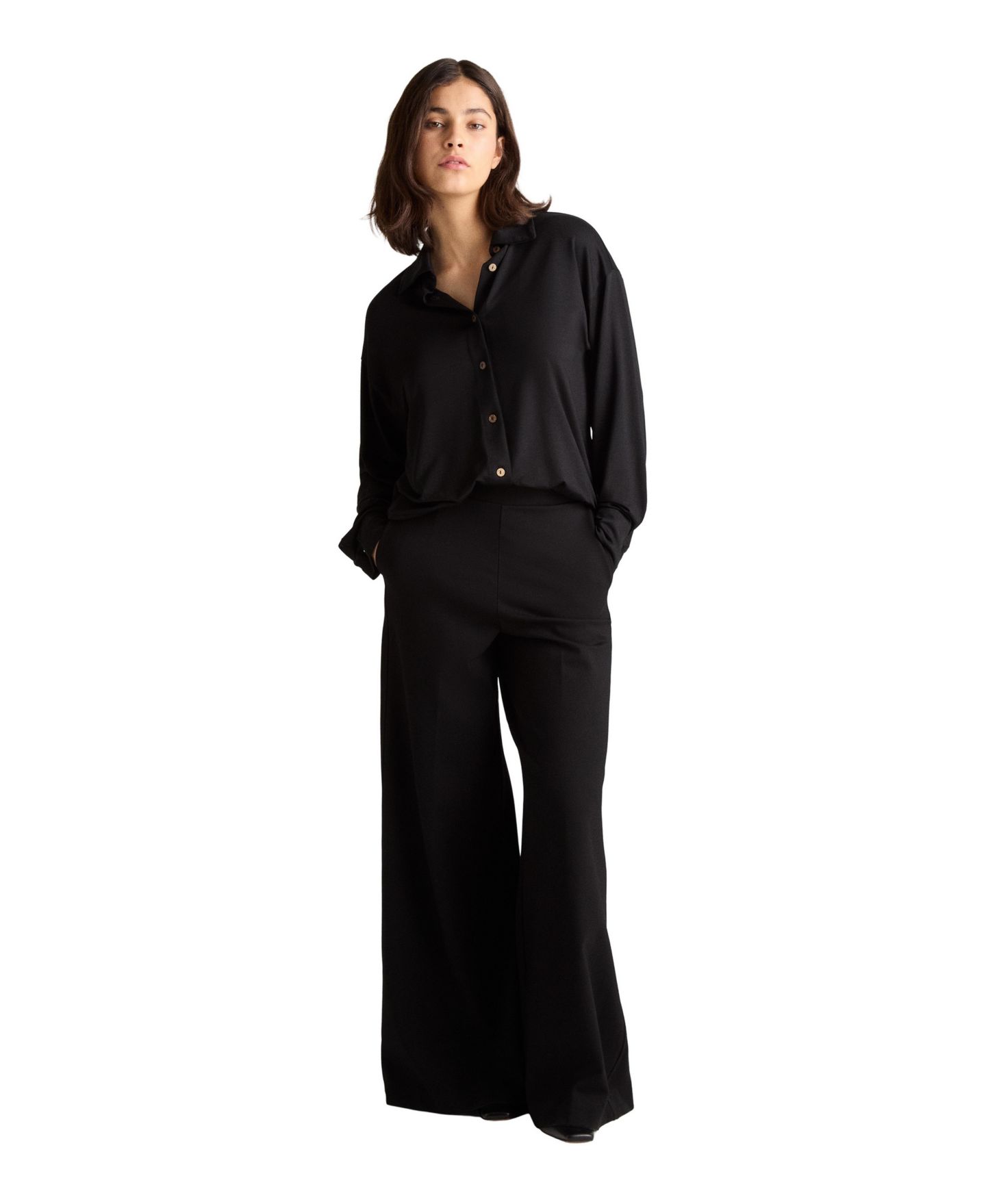 Женская рубашка Residus Gart Button-Front Collared Long-Sleeve, цвет: Чёрный — фото 2