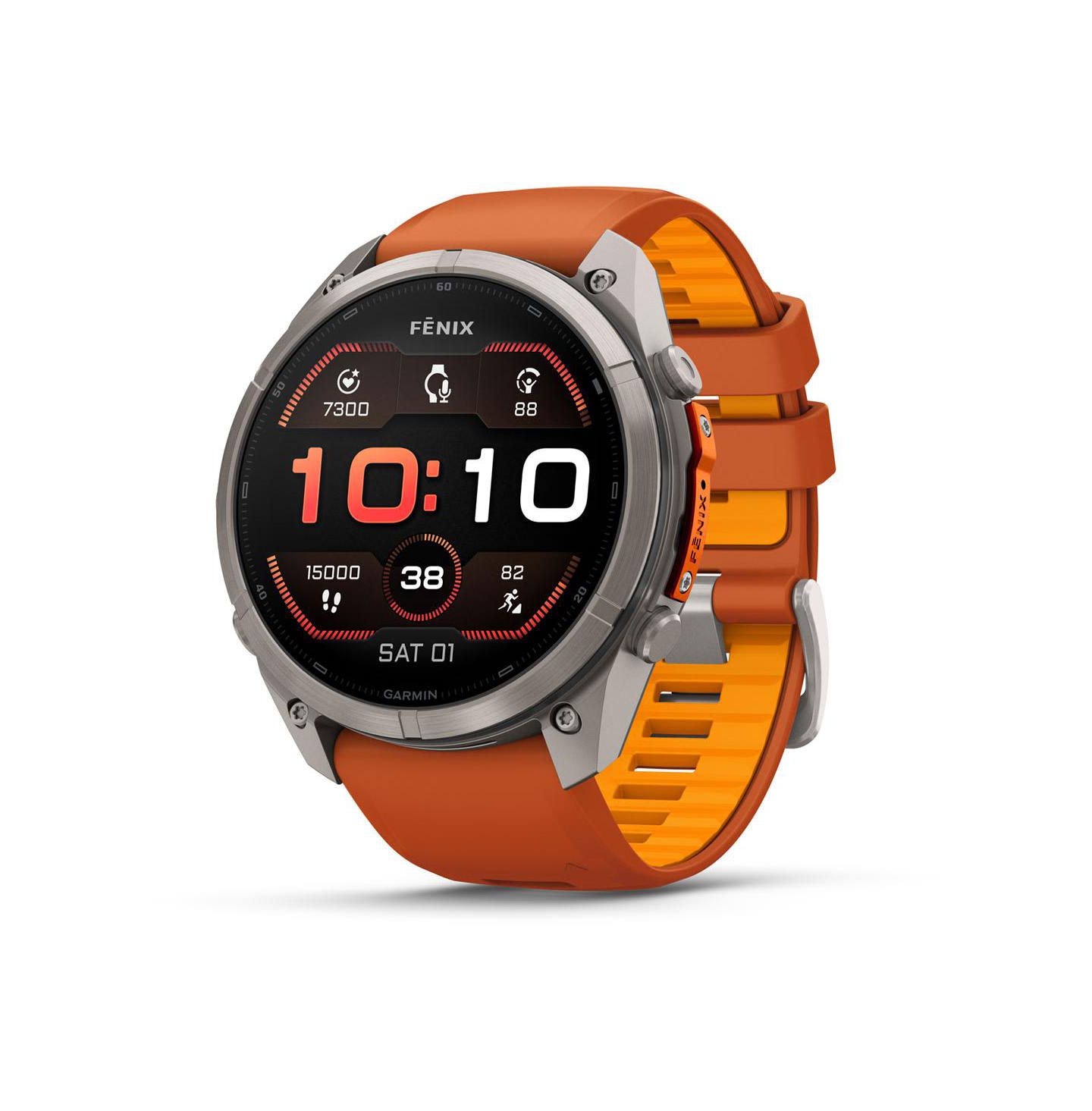 Смарт-часы Garmin Fenix 9 Pro с GPS, титан, оранжевый силиконовый ремешок, 51 мм — фото 1