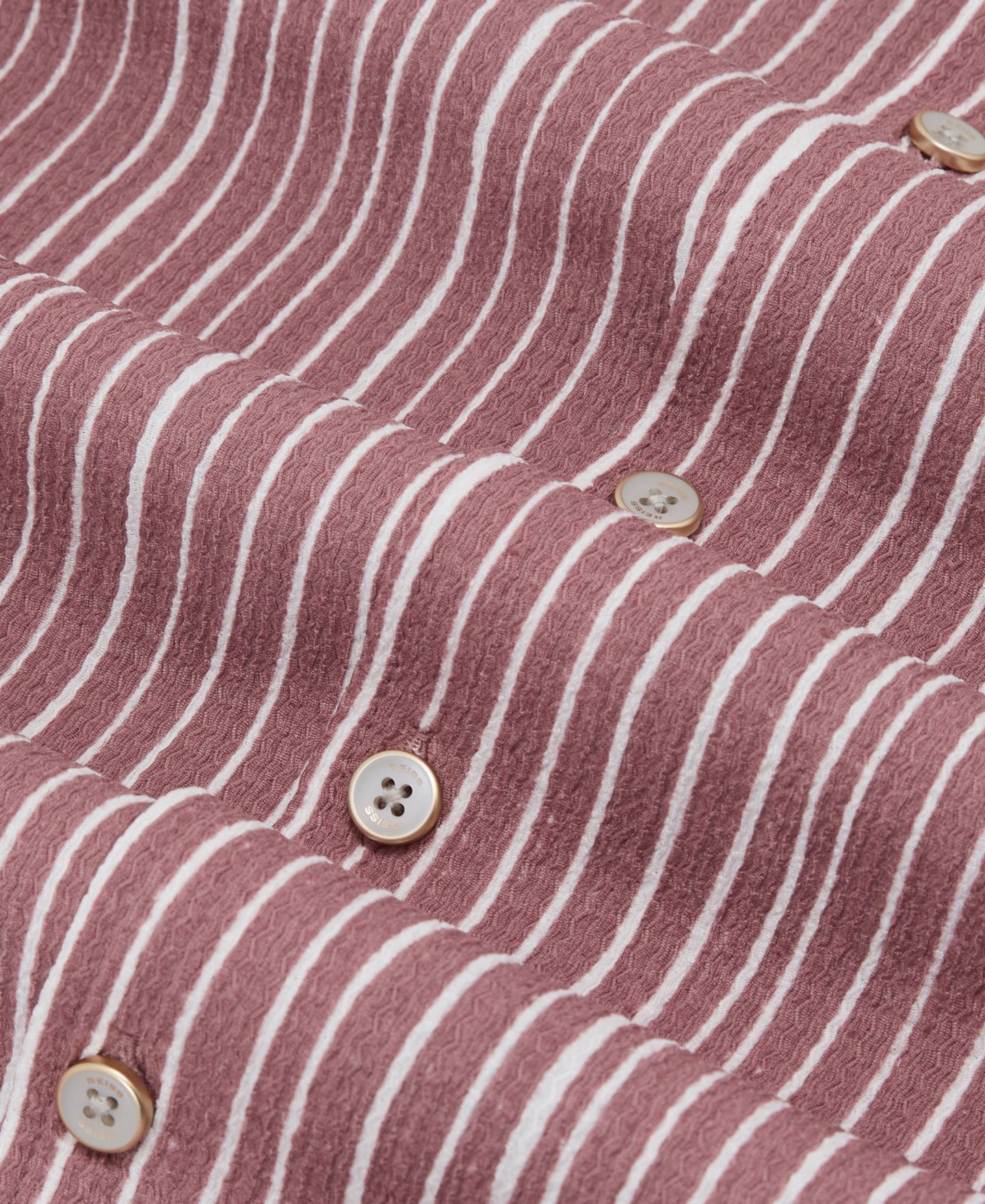 Мужская рубашка REISS Max Textured-Stripe Cuban-Collar Short-Sleeve, цвет: Розовый — фото 3