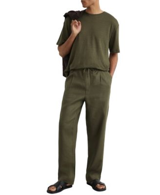 Men's Chain Wool-Blend Wide-Leg Relaxed-Fit Pants