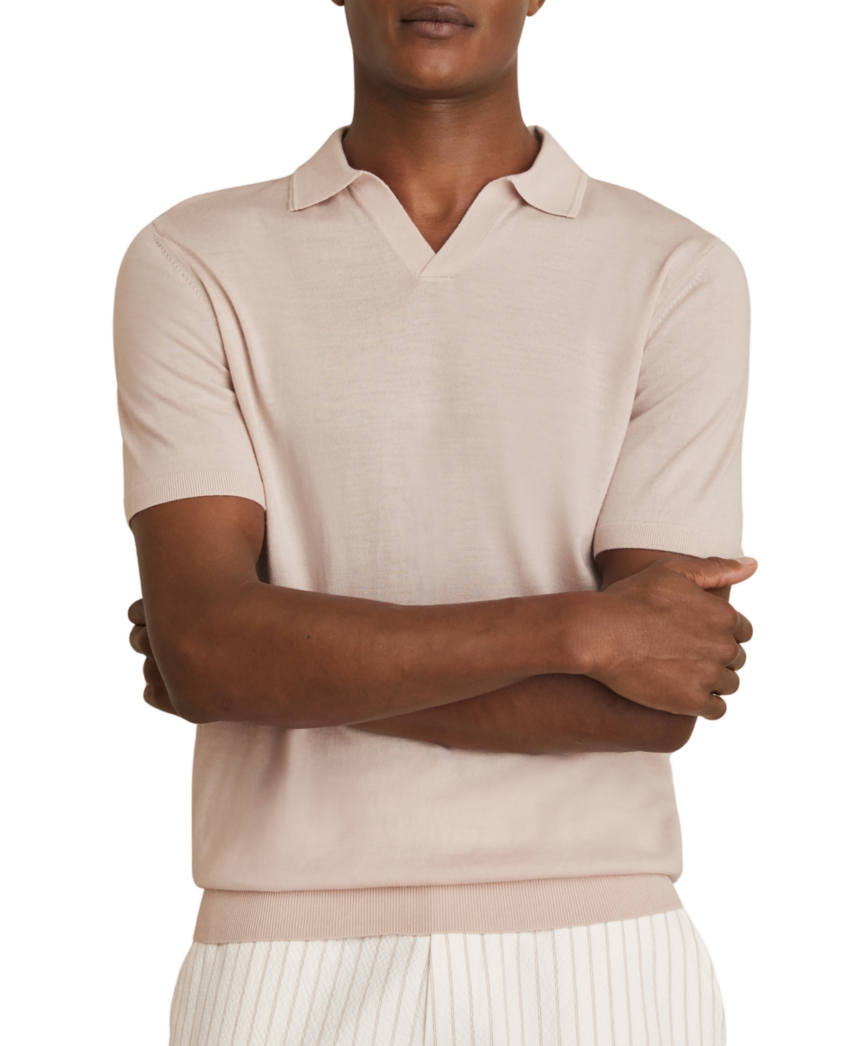 Reiss Men's Duchie Open-Collar Fine-Knit Merino Wool Polo Shirt
