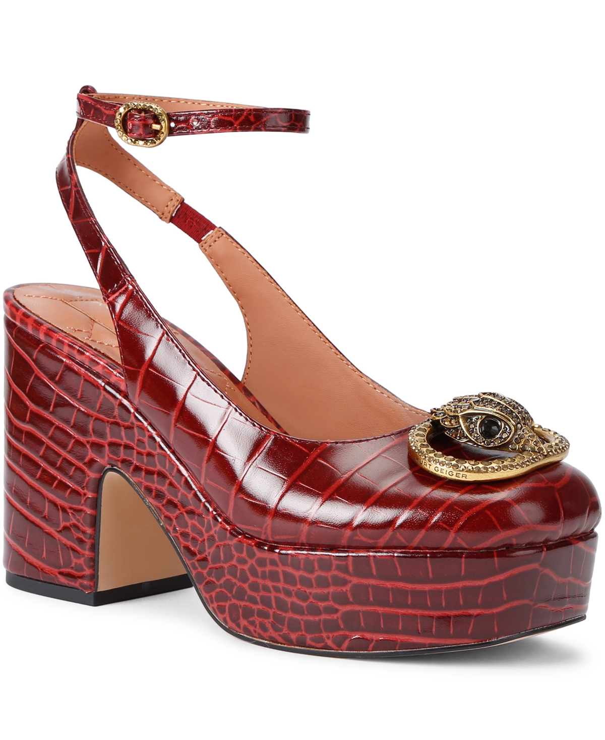 Kurt Geiger London Women's Chelsea Closed Sling Square Toe Pumps - Red Combo