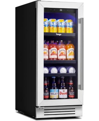 15 Inch Beverage Refrigerator 100 Can Mini Fridge Left Hinge Door, 34-54   Built-In Beverage Cooler for Drink Soda Wine - For Home