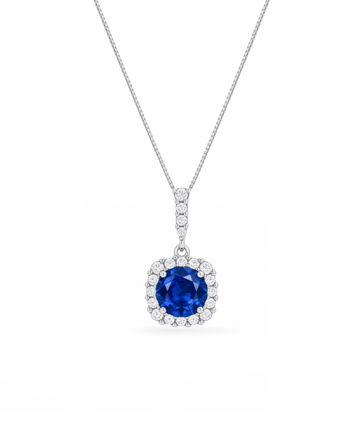 Giani Bernini Cubic Zirconia Round Blue Cushion Pendant Necklace - Silver/Blue