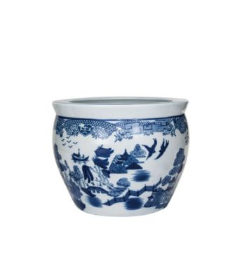 Hand-Painted Stoneware Planter