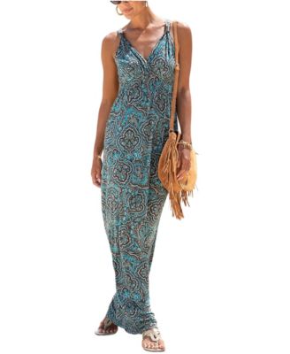 Women's Printed Empire-Waist Sleeveless Maxi Dress
