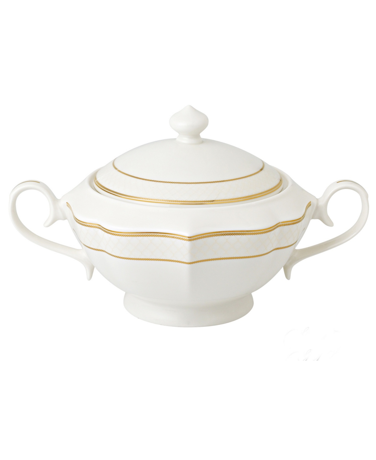 Lorren Home Trends La Luna Collection Bone China Soup Tureen and Lid, Grace Design
