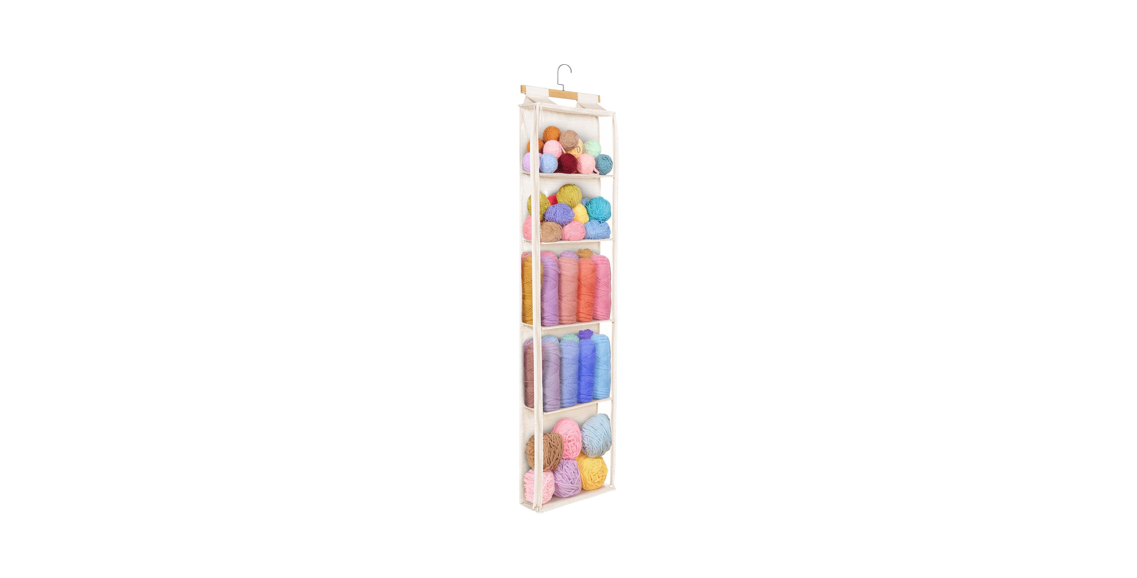 Aeelike Hanging Yarn Storage Organizer With Zippers Hooks For Crochet Knitting Lovers