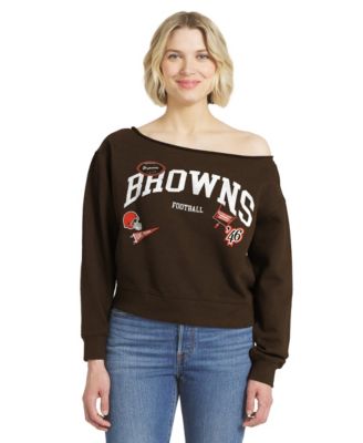 Women's  Brown Cleveland Browns Off-the-Shoulder Sweatshirt