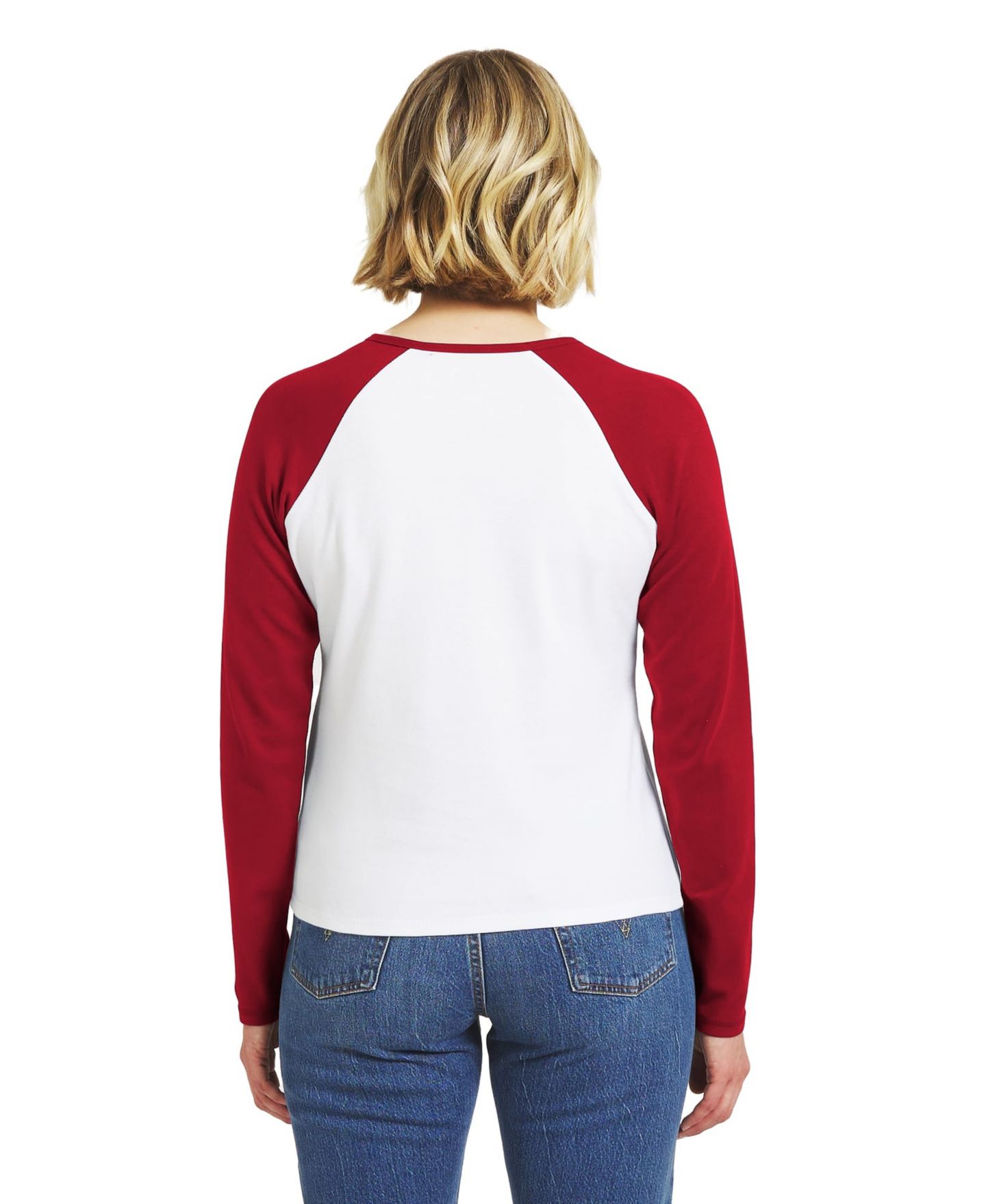 Женская футболка WEAR by Erin Andrews White/Scarlet San Francisco 49ers Henley Long Sleeve Raglan — фото 2