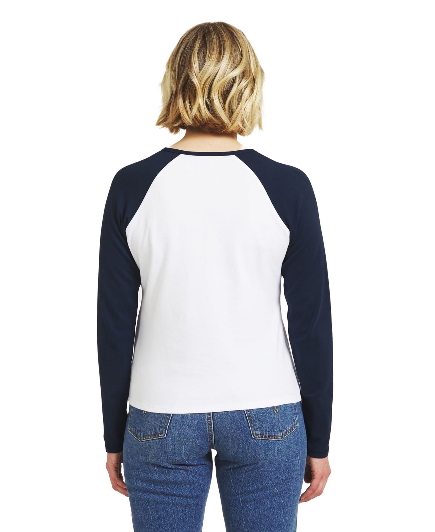 Женская футболка WEAR by Erin Andrews White/Navy Chicago Bears Henley Long Sleeve Raglan — фото 2