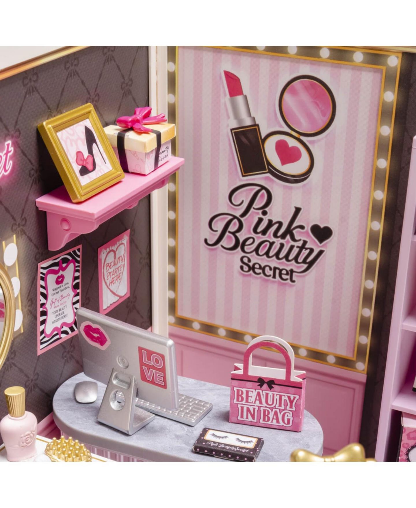 Детский конструктор Robotime Beauty Salon Super Creator Pink Beauty Secret 115-Piece Building Set, Ages 14+, цвет: Розовый — фото 6