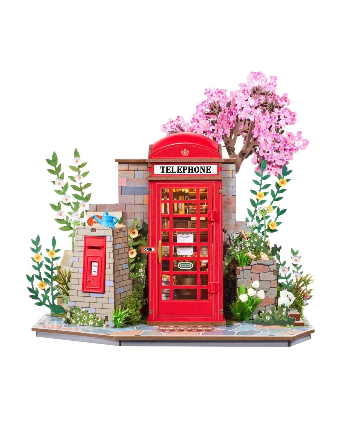 Robotime Blossom Book Booth 3D Wooden Puzzle Diy Miniature Model Kit Flower Bookstore Scene Building Set Home Desk Decor Craft Gift for Adults Teens