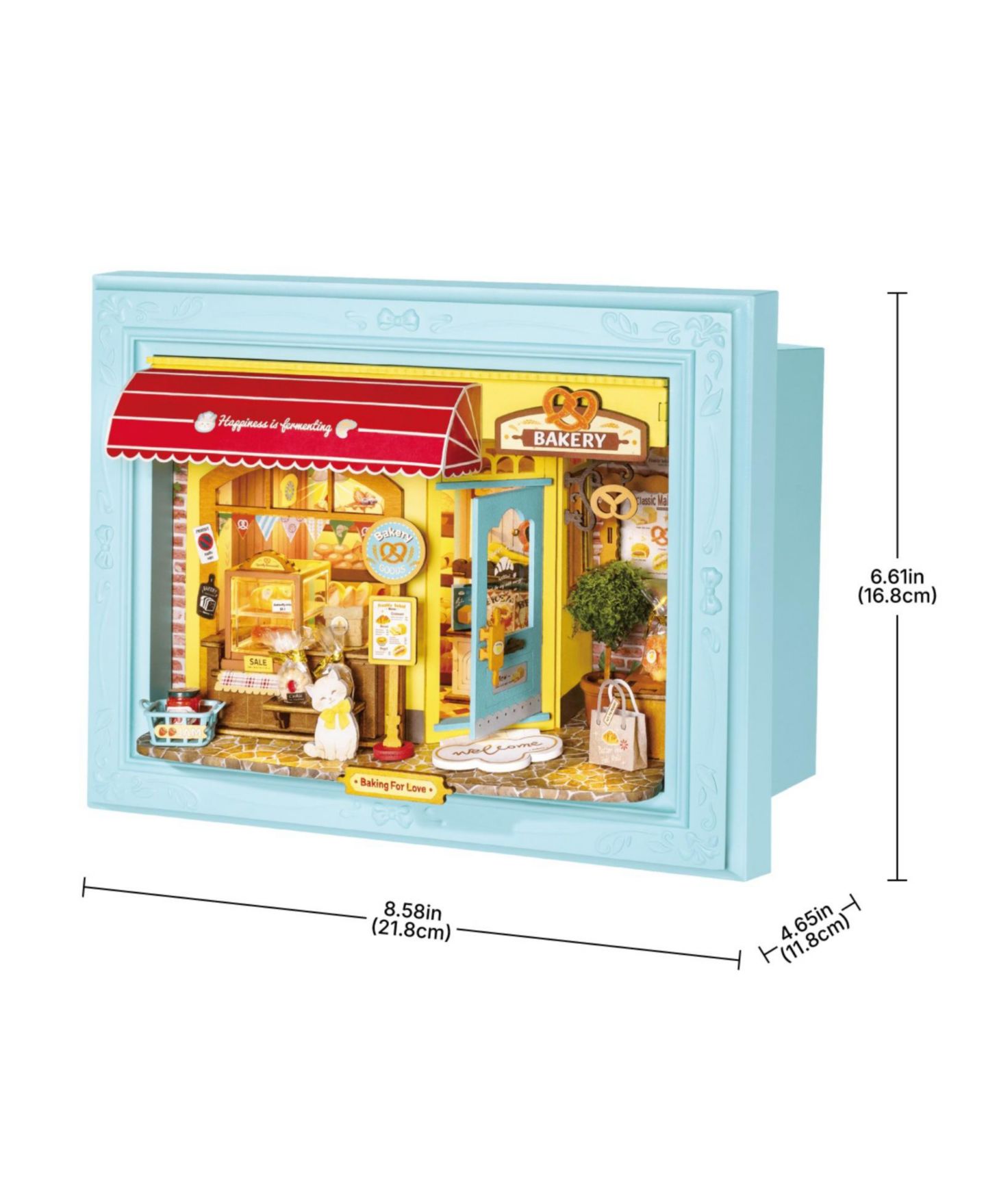 Детские куклы Robotime Fluffy Cat Bakery Wood Shadow Box with LED Light, Ages 14+ — фото 5