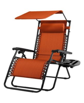 Folding Zero Gravity Lounge Chair with Adjustable Canopy for Patio