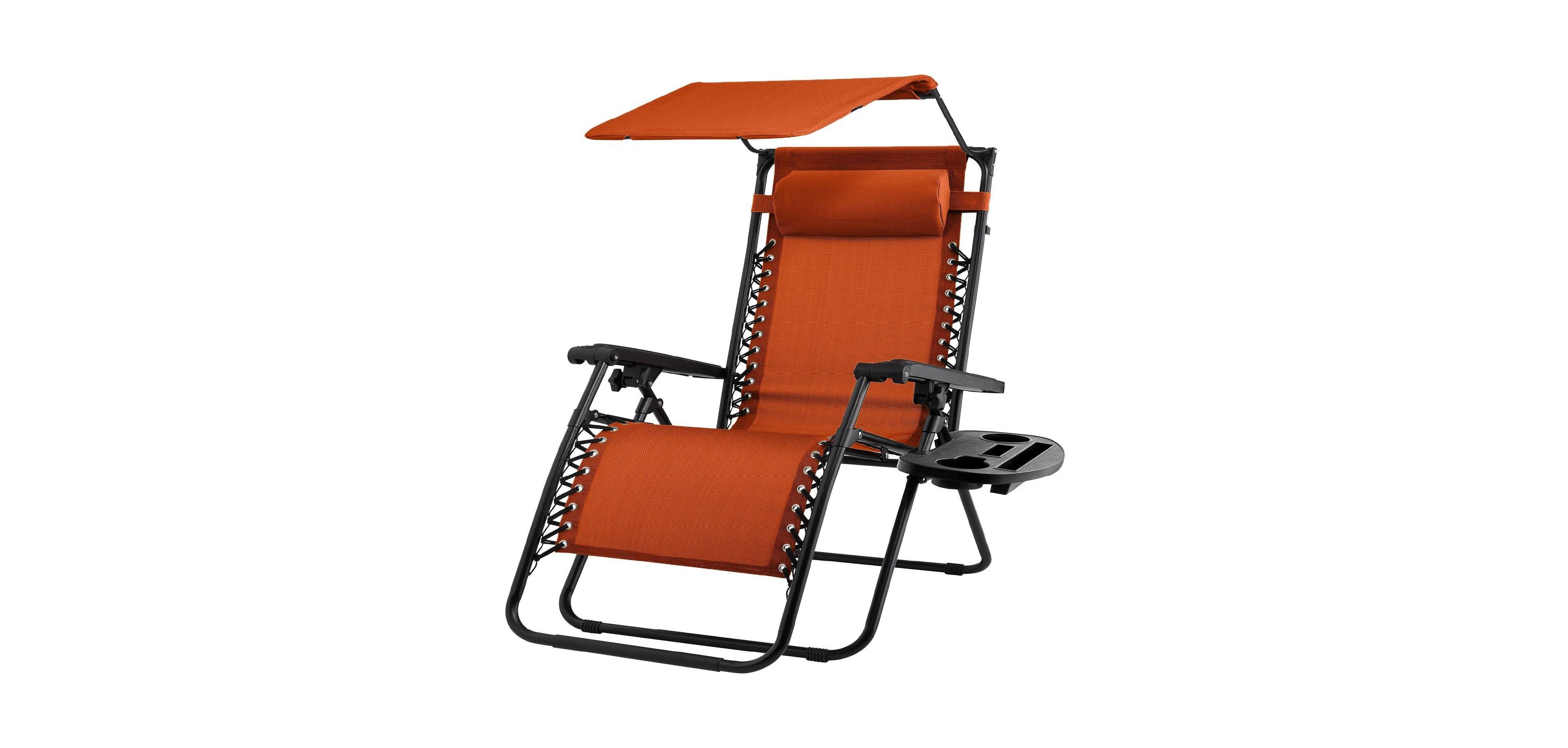 Slickblue Folding Zero Gravity Lounge Chair with Adjustable Canopy for Patio