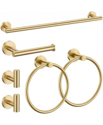 6 Pieces 24" Bathroom Accessories Set Towel Bar Hardware Racks Stainless Steel Holder Toilet Paper Wall Mounted