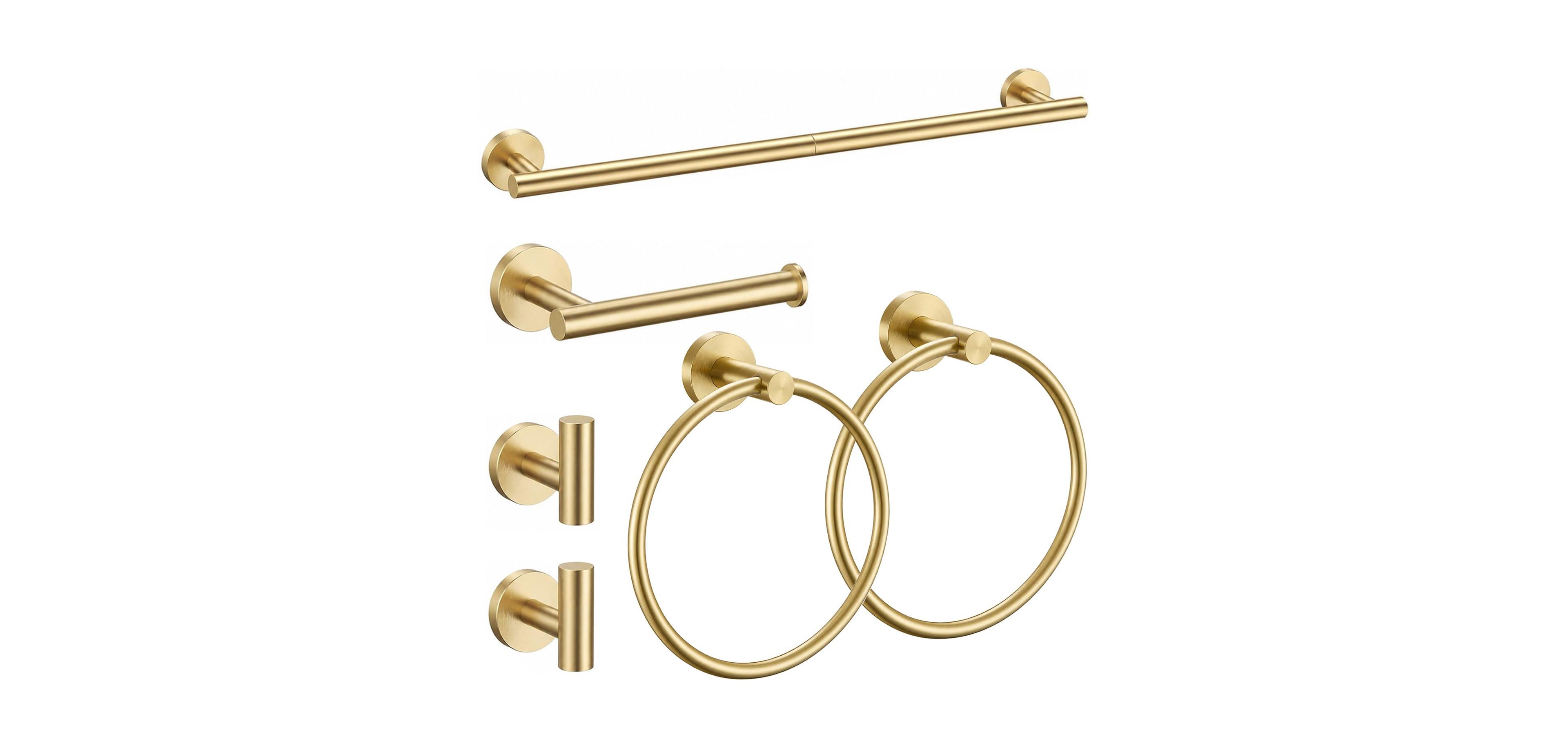 Cyqbd 6 Pieces 24" Bathroom Accessories Set Towel Bar Hardware Racks Stainless Steel Holder Toilet Paper Wall Mounted