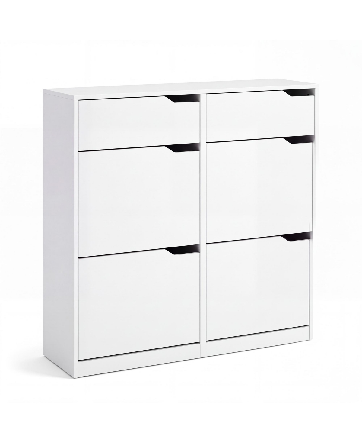 gaomon Modern Hidden Shoe Storage Cabinet, Slim Flip-Down Drawer Wooden Organizer for Entryway, Hallway, Small Space - White